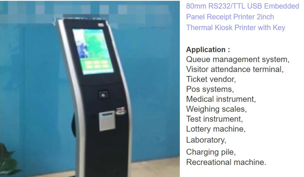 80mm Kiosk Thermal Panel Receipt Printer with USB/Serial Ports for Kiosk System Terminal