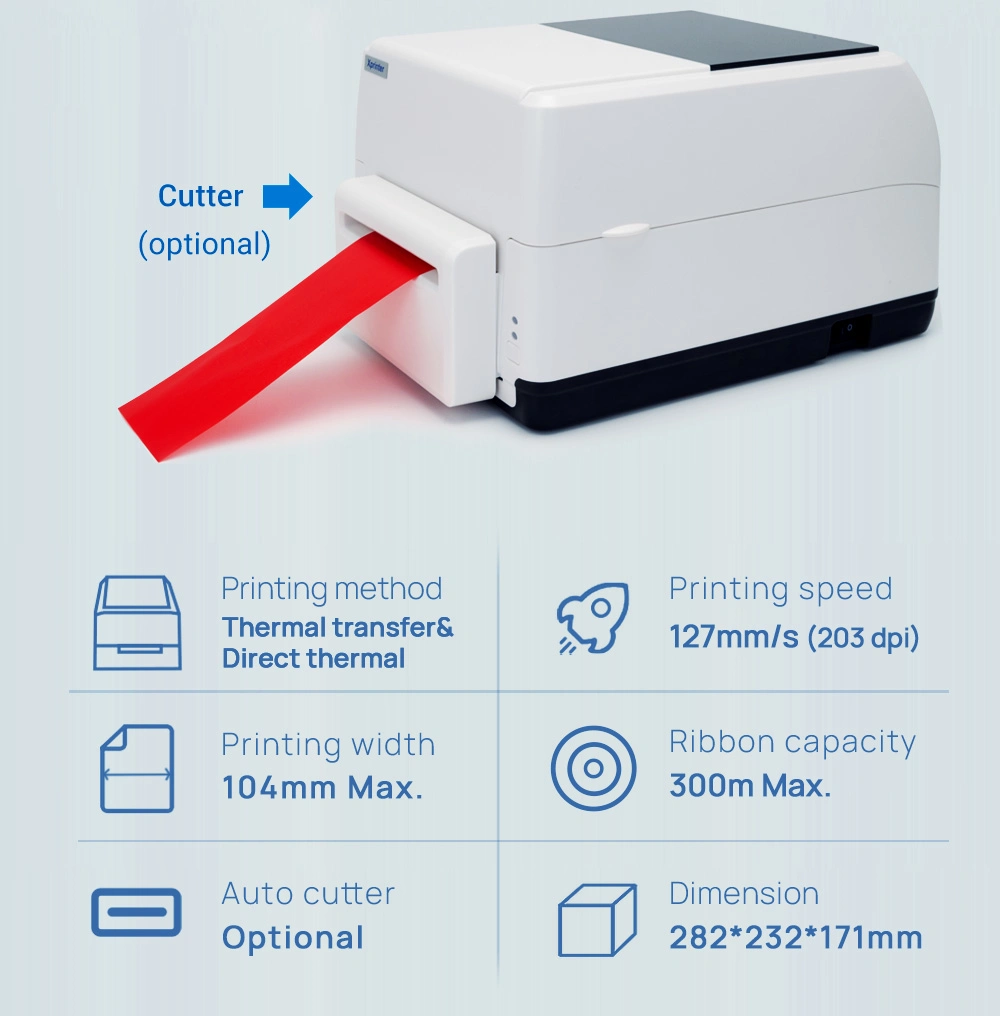 Xprinter XP-T451B High Speed 4 Inch Thermal Label Printer Thermal Transfer Printer