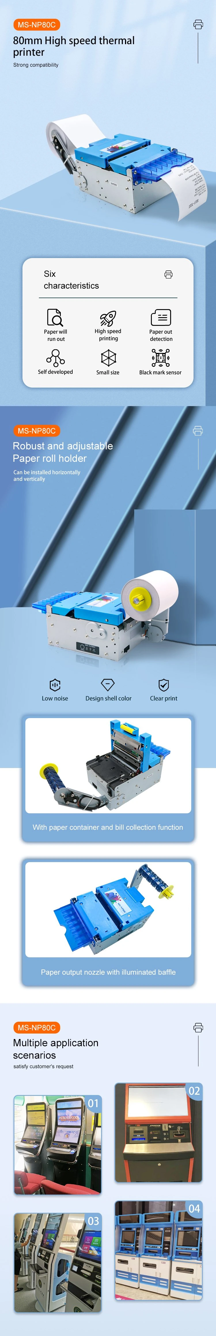 Embedded 80mm Thermal Kiosk Receipt Printer with RS232 USB Interface