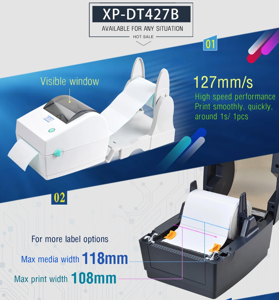 Xprinter XP-DT427B OEM 4 Inches 4X6 Shipping Label Printer USB Direct Thermal Barcode Printer