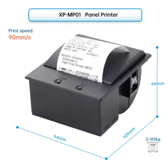 Xprinter XP-MP01 58mm Micro Impressora Térmica de Painel Embutido e Impressora Térmica de Interface Paralela