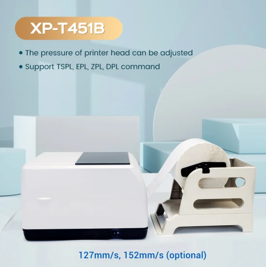 Xprinter XP-T451B Impressora de etiquetas térmica de alta velocidade de 4 polegadas Impressora de transferência térmica