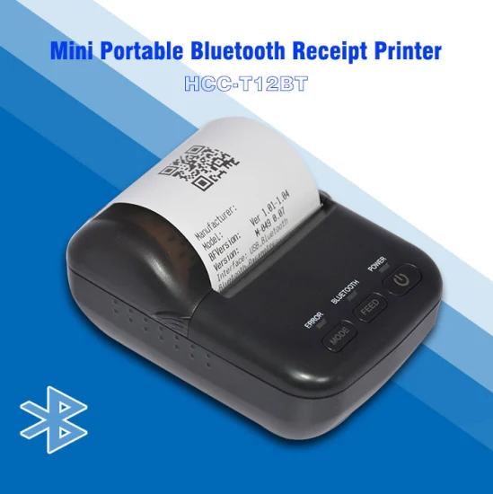 Mini impressora térmica portátil Bluetooth de 58 mm para recibos térmicos baratos para terminal POS (HCC-T12BT)