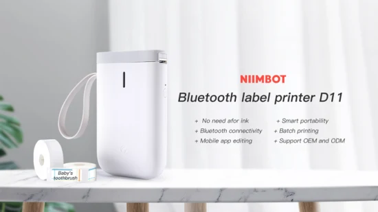 Impressora de etiquetas térmica inteligente portátil com código de barras Niimbot mini conectada por Bluetooth